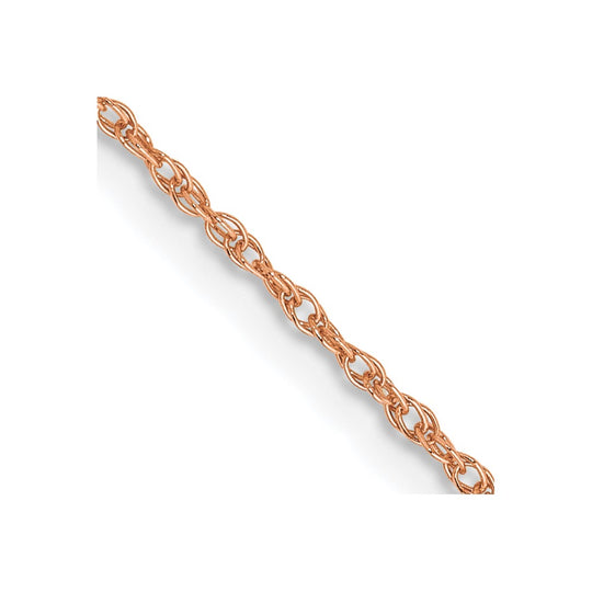 Cadena de cuerda para bebé de oro rosa de 14 k de 0,8 mm