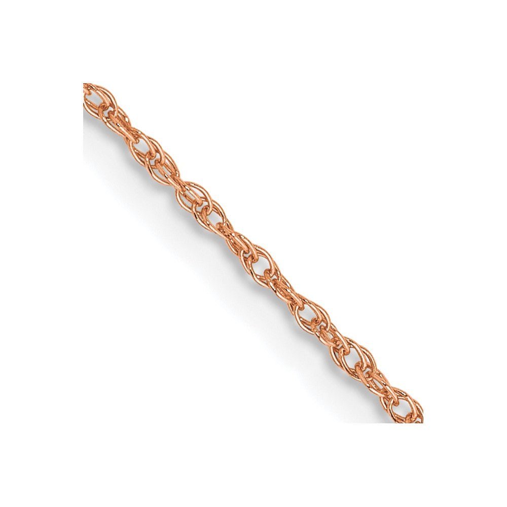 Cadena de cuerda para bebé de oro rosa de 14 k de 0,8 mm