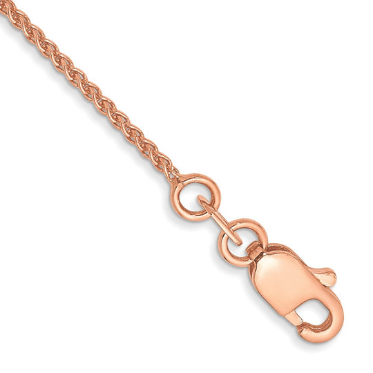 Cadena Spiga pulida sólida de 1,05 mm en oro rosa de 14 k