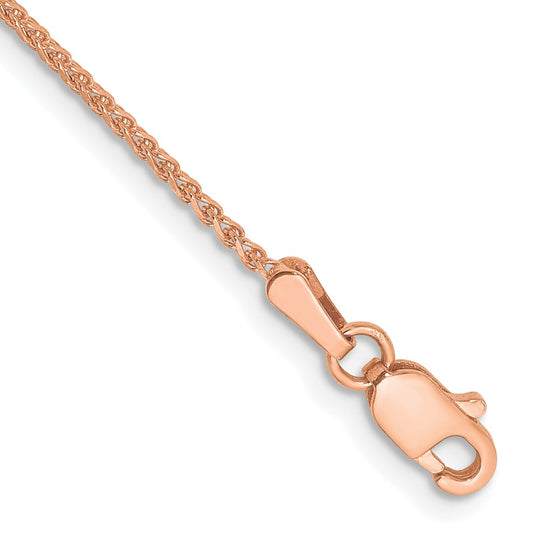 Pulsera 14K Oro Rosa 7 pulgadas 1.25mm Spiga Cortado a Diamante con Cierre de Langosta