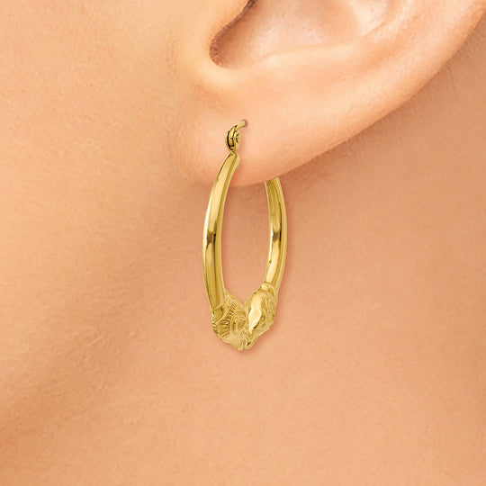 Aretes Tipo Argolla de Carnero Pulidos en Oro de 14k