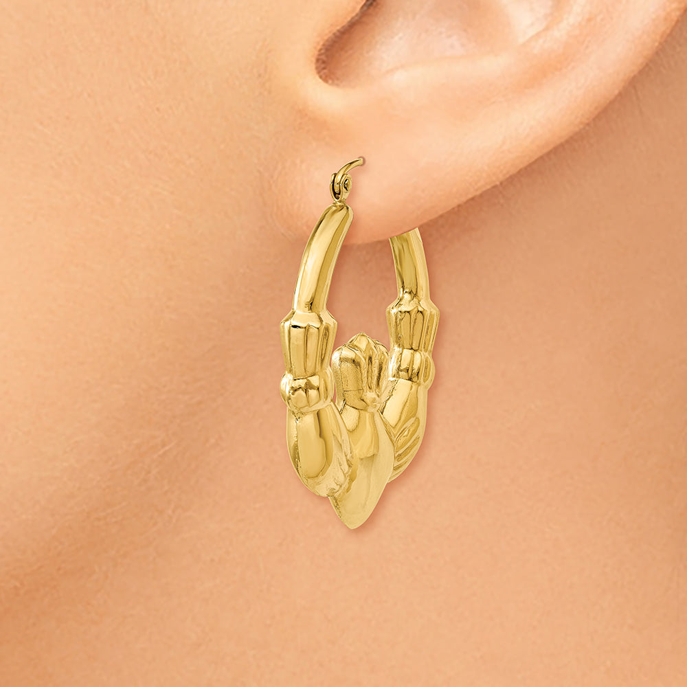 Aretes Tipo Argolla Claddagh Pulidos en Oro de 14k