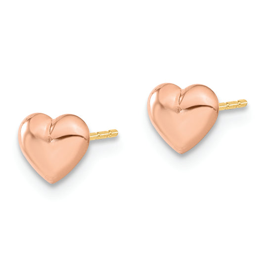 Pendientes de Corazón en Oro Rosa de 14k con Cierre Post de Madi K