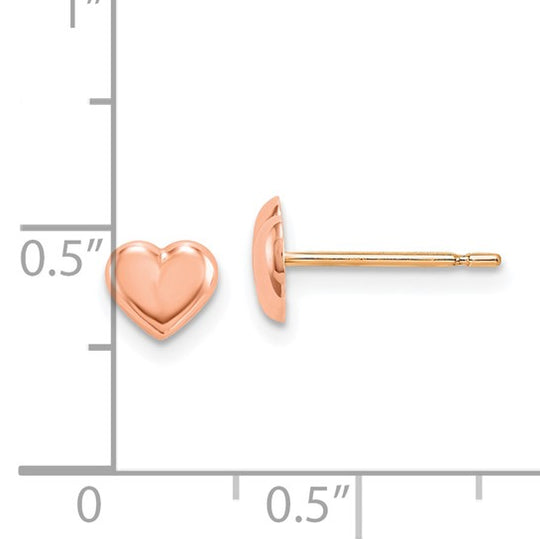 Pendientes de Corazón en Oro Rosa de 14k con Cierre Post de Madi K