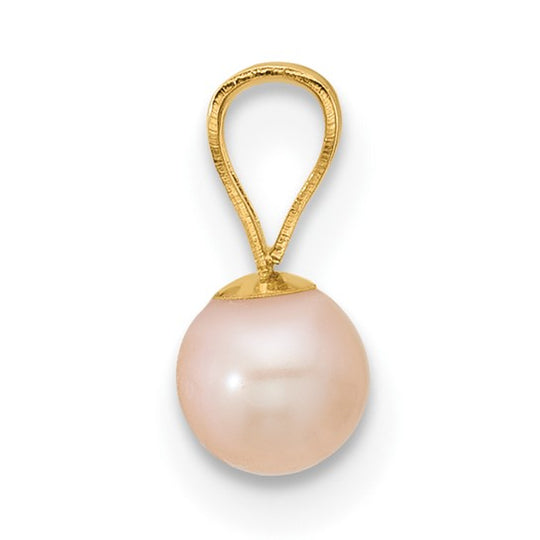 Colgante con Perla Cultivada de Agua Dulce Rosa Near Round de 4-5 mm en Oro Amarillo de 14k