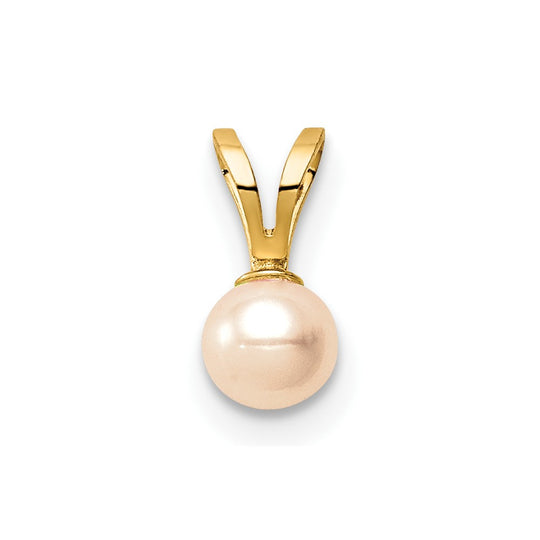 Colgante con Perla Cultivada de Agua Dulce Rosa Near Round de 4-5 mm en Oro Amarillo de 14k