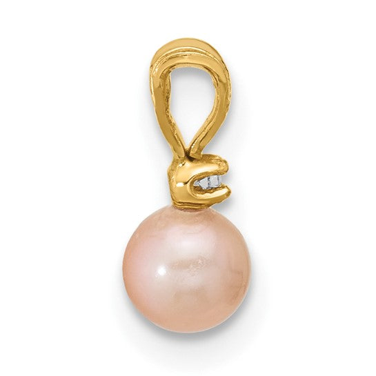 Colgante de Perla Cultivada de Agua Dulce Rosa y CZ en Oro de 14k Madi K (4-5mm)