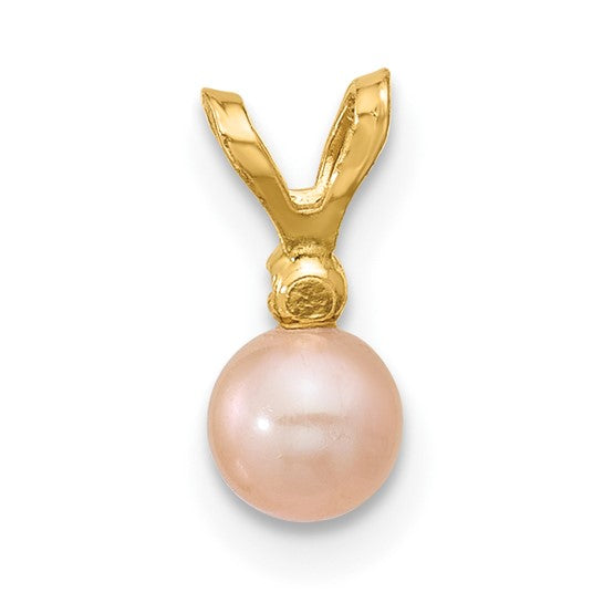 Colgante de Perla Cultivada de Agua Dulce Rosa y CZ en Oro de 14k Madi K (4-5mm)