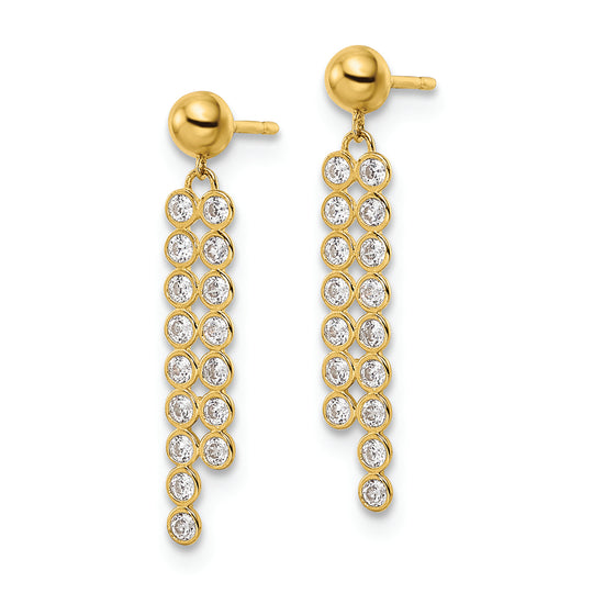 Pendientes Colgantes Infantiles Madi K de Oro Amarillo de 14k con Zirconia Cúbica (CZ)