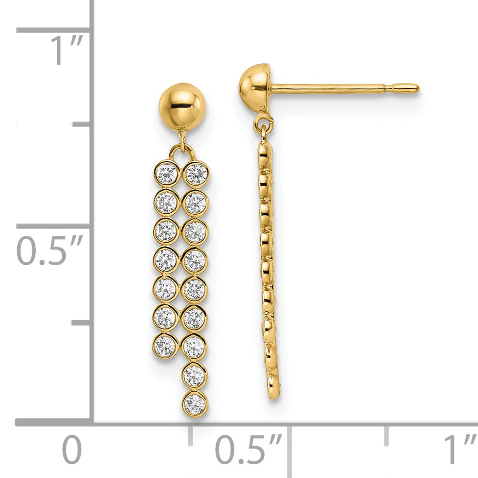 Pendientes Colgantes Infantiles Madi K de Oro Amarillo de 14k con Zirconia Cúbica (CZ)