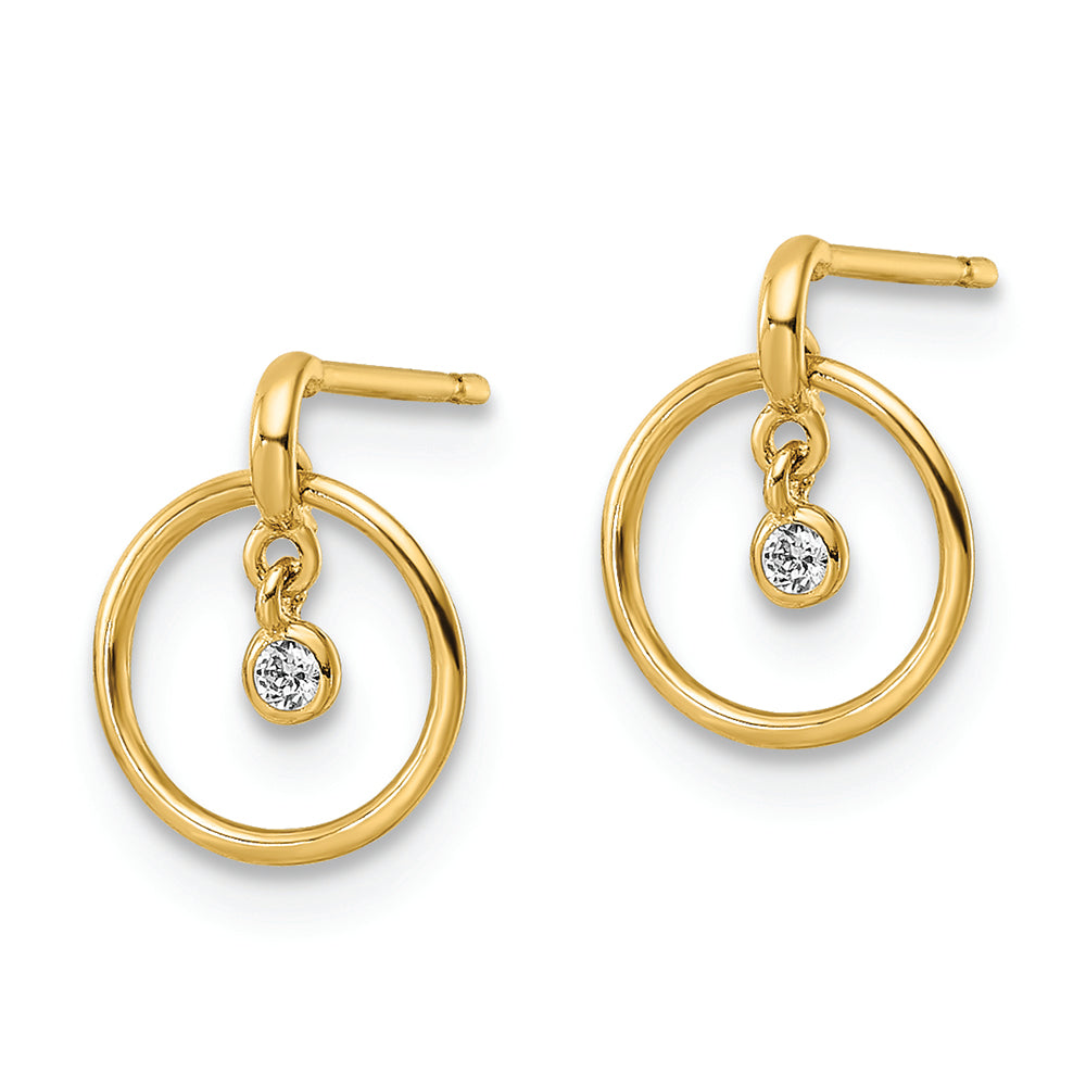 Pendientes Colgantes Infantiles Madi K de Oro Amarillo de 14k con Zirconia Cúbica (CZ)