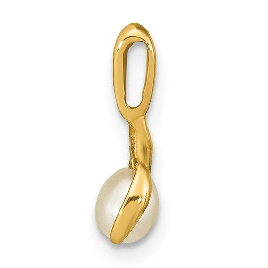 Colgante de Perla de Agua Dulce Blanca en Forma de Arroz de 4-5 mm en Oro Amarillo de 14k - Madi K