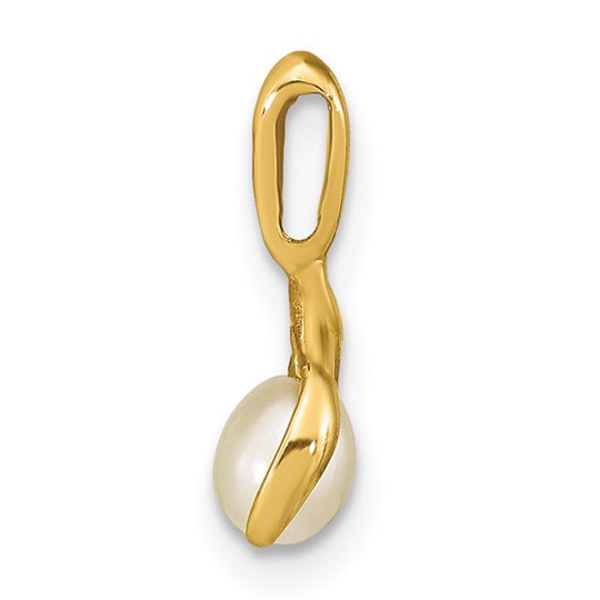 Colgante de Perla de Agua Dulce Blanca en Forma de Arroz de 4-5 mm en Oro Amarillo de 14k - Madi K