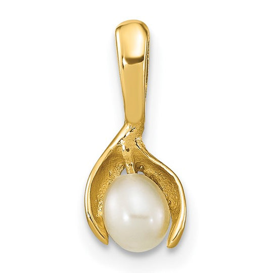 Colgante de Perla de Agua Dulce Blanca en Forma de Arroz de 4-5 mm en Oro Amarillo de 14k - Madi K