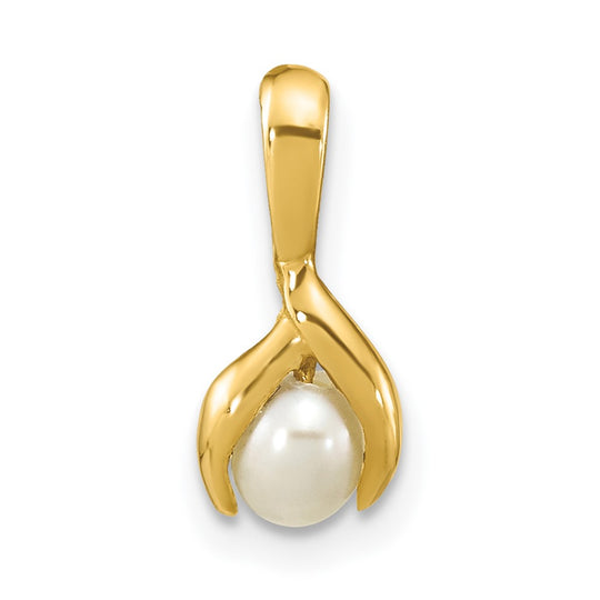 Colgante de Perla de Agua Dulce Blanca en Forma de Arroz de 4-5 mm en Oro Amarillo de 14k - Madi K