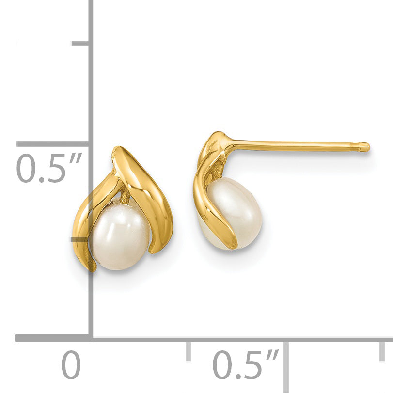 Aretes de Perla de Agua Dulce (4-5 mm) Madi K Rice en Oro Amarillo de 14k