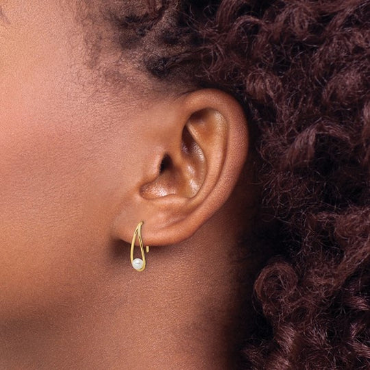 Pendientes en Forma de Gota con Perla Cultivada de Agua Dulce Madi K en Oro de 14k