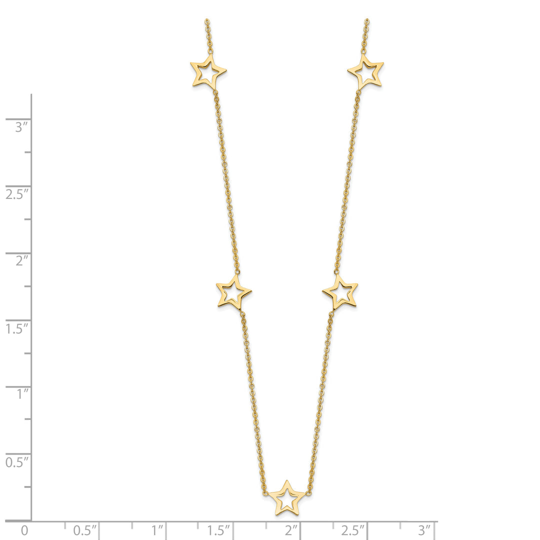 Collar de Oro Amarillo de 14K con Estrella y Extensión de 2 pulgadas