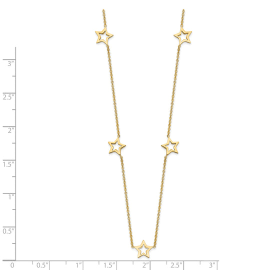 Collar de Oro Amarillo de 14K con Estrella y Extensión de 2 pulgadas