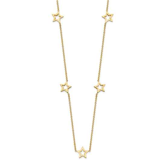 Collar de Oro Amarillo de 14K con Estrella y Extensión de 2 pulgadas