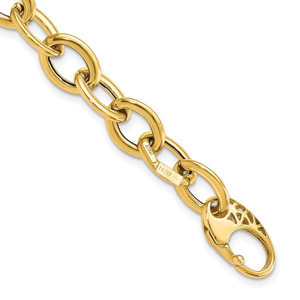 Pulsera de eslabones ovalados de lujo pulido de 14 k