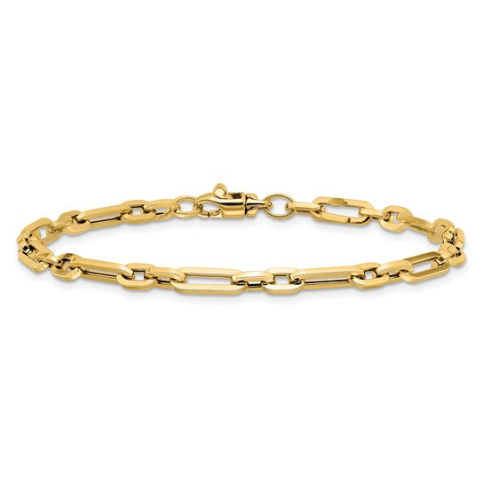 Pulsera 14K de Oro Pulido con Eslabones Elegantes