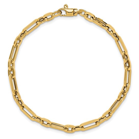 Pulsera 14K de Oro Pulido con Eslabones Elegantes