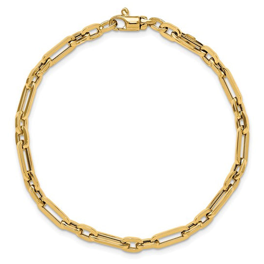 Pulsera 14K de Oro Pulido con Eslabones Elegantes