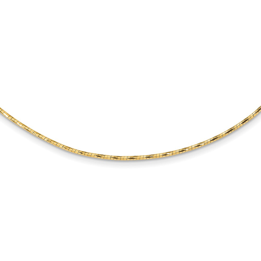 Collar Omega Retorcido Redondo en Oro Amarillo Pulido de 14K con Extensión de 2 pulgadas