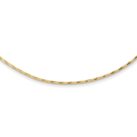 Collar Omega Retorcido Redondo en Oro Amarillo Pulido de 14K con Extensión de 2 pulgadas