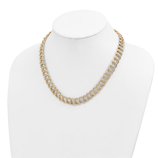 Collar de 14K Oro Amarillo con Eslabón Triple de Fantasía Pulido – 18 Pulgadas