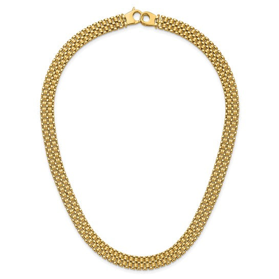 Collar de 14K con Patrón de Tejido en Canasta Cepillado y Pulido de 17”Pulgadas