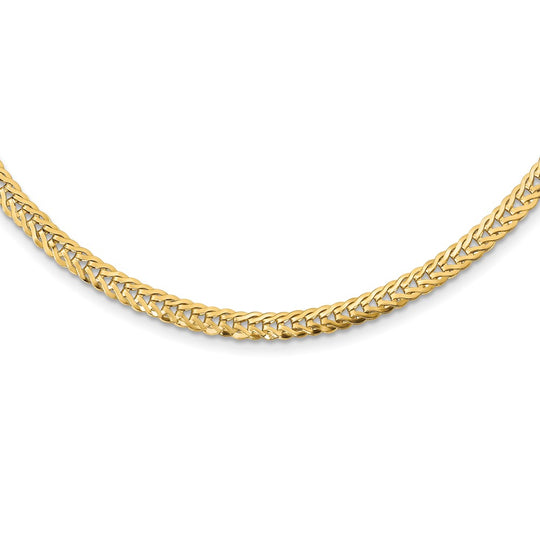 Collar de Eslabones Fantasía Pulido en Oro Amarillo de 14K - 17 Pulgadas