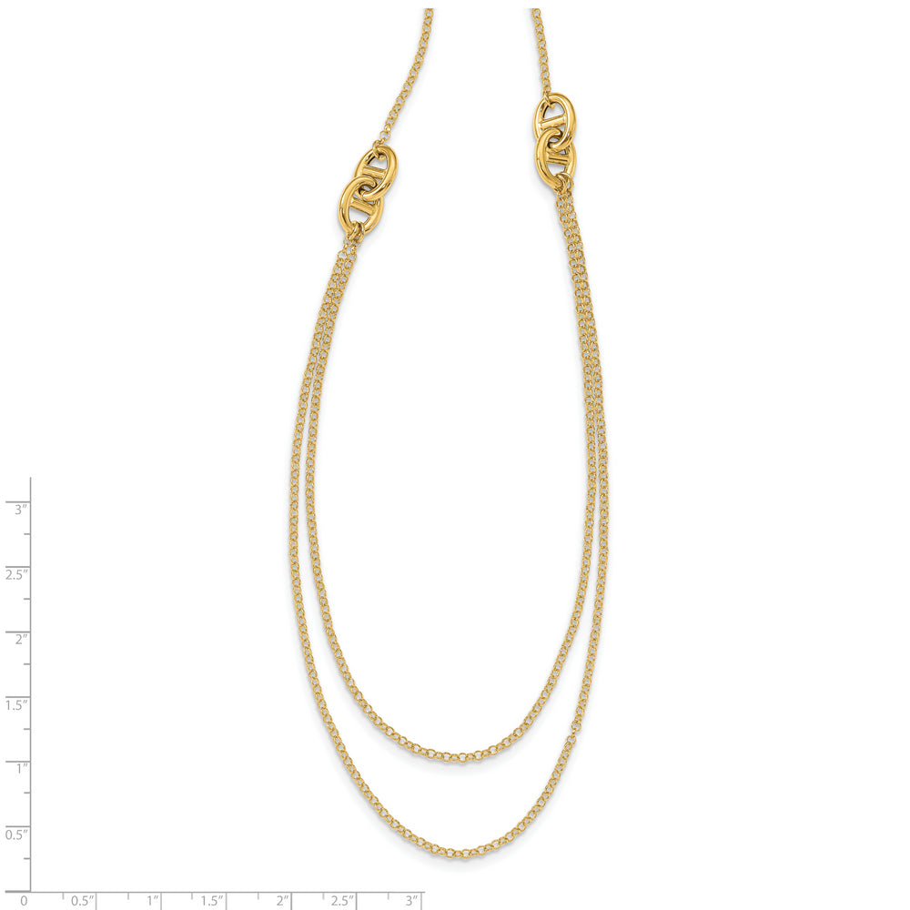 Collar Bicolor de Doble Hebra Fancy de 14K