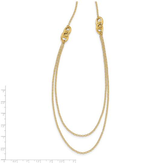 Collar Bicolor de Doble Hebra Fancy de 14K