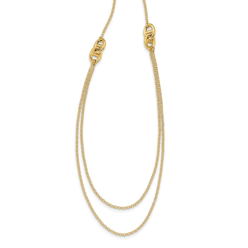 Collar Bicolor de Doble Hebra Fancy de 14K