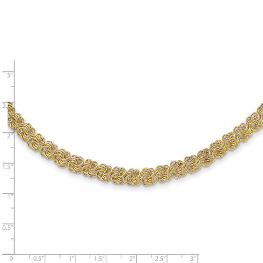 Collar de 14K Oro Amarillo con Eslabones de Fantasía Pulidos