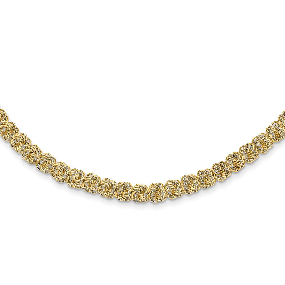 Collar de 14K Oro Amarillo con Eslabones de Fantasía Pulidos