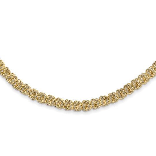 Collar de 14K Oro Amarillo con Eslabones de Fantasía Pulidos