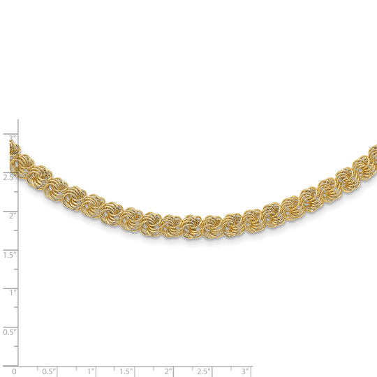 Collar de Oro Amarillo de 14K con Enlaces Cuádruples Texturizados y Pulidos - 18 Pulgadas