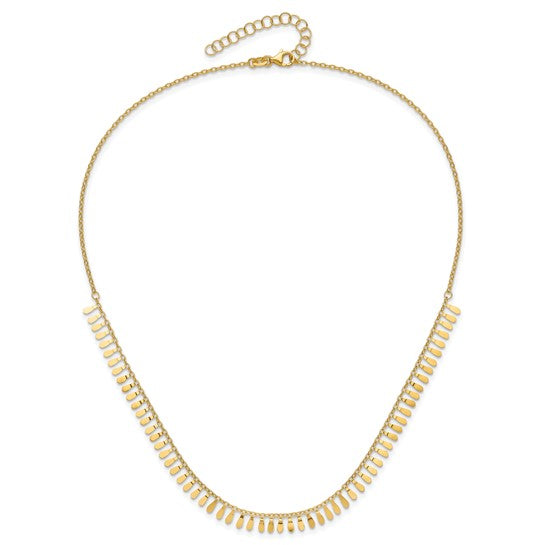 Collar de 14K Oro Amarillo Pulido con Extensión de 2 Pulgadas