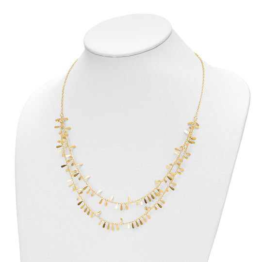 Collar Fantasía de Doble Cadena en Oro Amarillo de 14K con Extensor de 2 Pulgadas