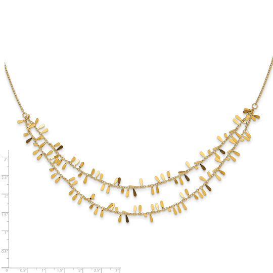 Collar Fantasía de Doble Cadena en Oro Amarillo de 14K con Extensor de 2 Pulgadas