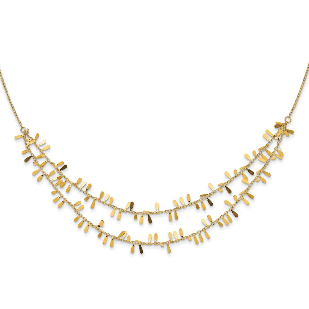 Collar Fantasía de Doble Cadena en Oro Amarillo de 14K con Extensor de 2 Pulgadas