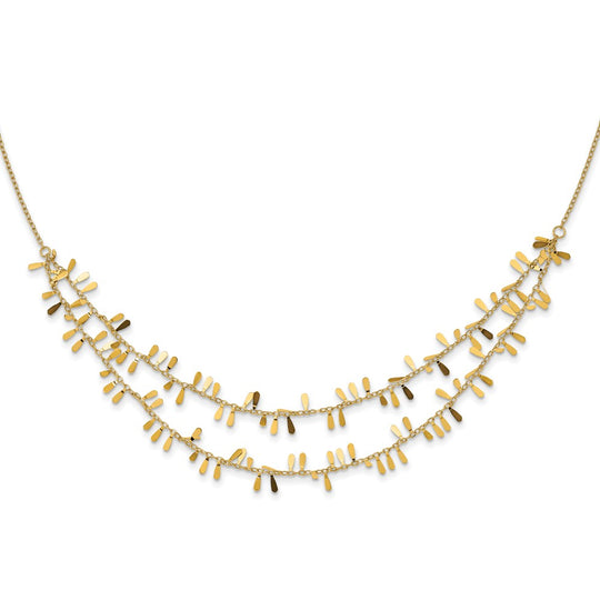 Collar Fantasía de Doble Cadena en Oro Amarillo de 14K con Extensor de 2 Pulgadas