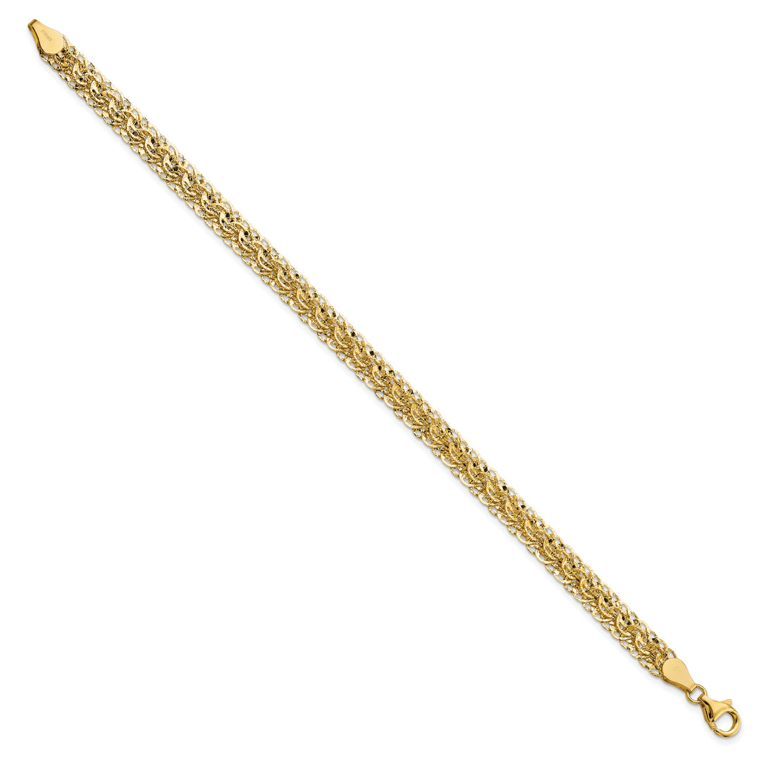 Pulsera 14K de Oro Pulido con Eslabones Elegantes