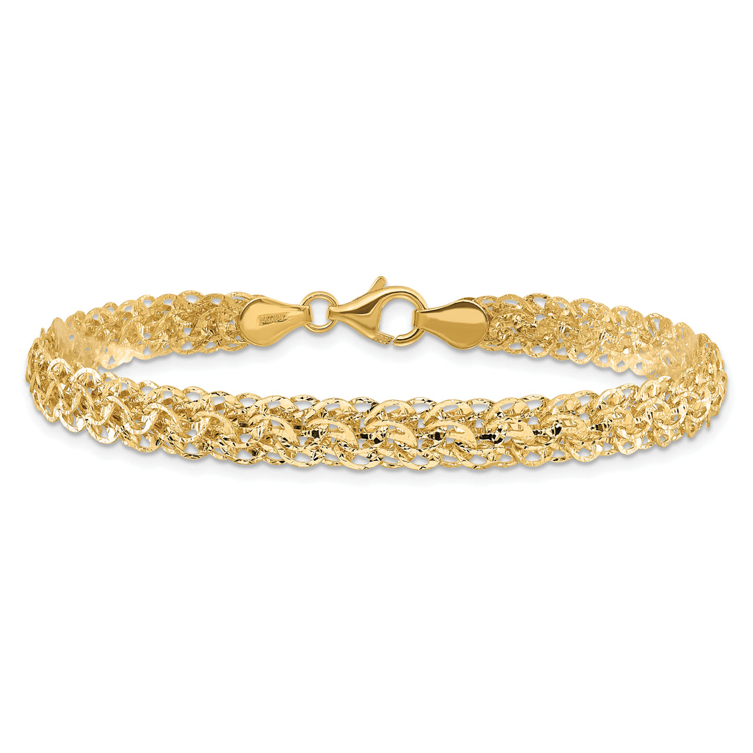 Pulsera 14K de Oro Pulido con Eslabones Elegantes