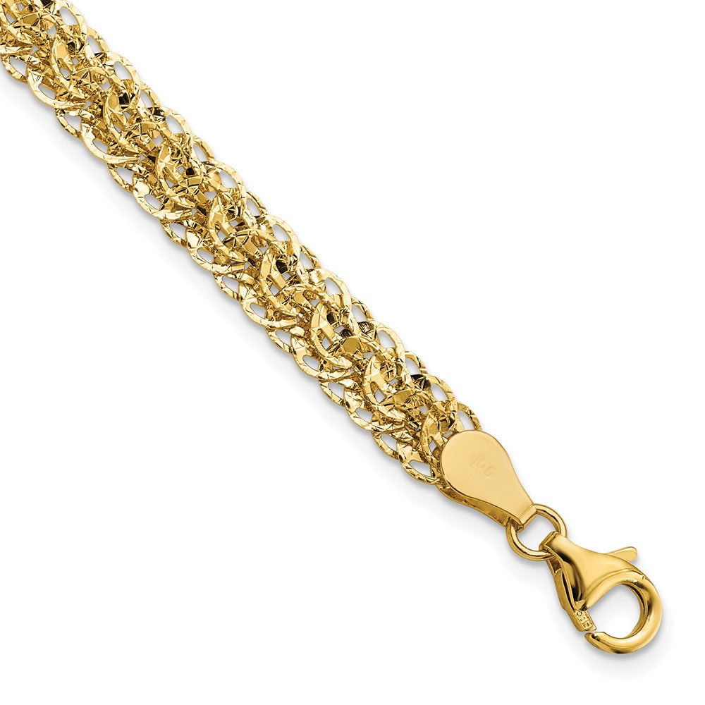 Pulsera 14K de Oro Pulido con Eslabones Elegantes