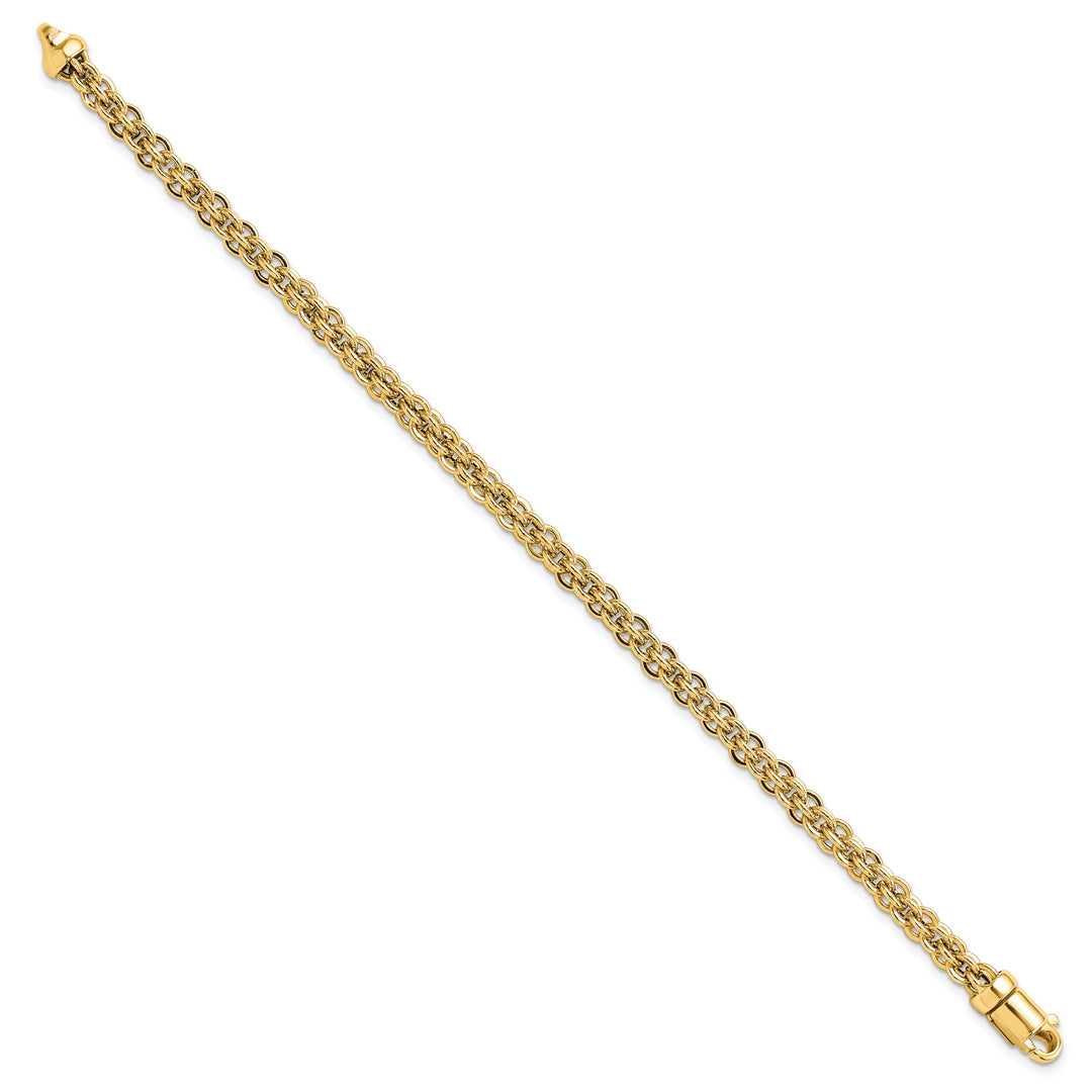 Pulsera Fancy Link de 14K Amarillo Pulido de 7.5 pulgadas