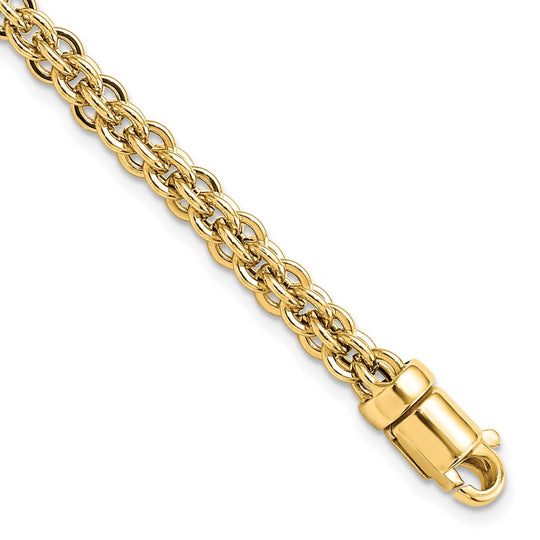 Pulsera Fancy Link de 14K Amarillo Pulido de 7.5 pulgadas